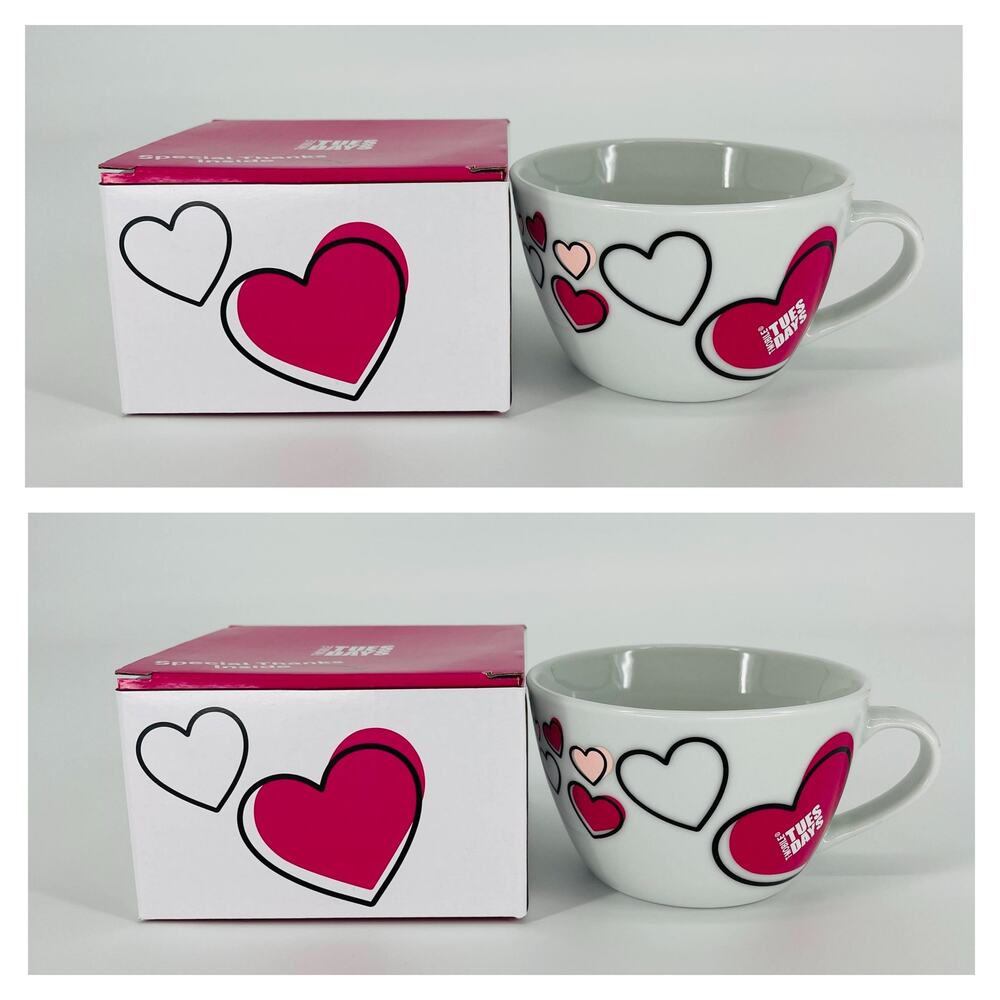 Set Of 2 T-Mobile Tuesdays Valentines Day Hearts Love Coffee Mug /Tea Cup - NIB